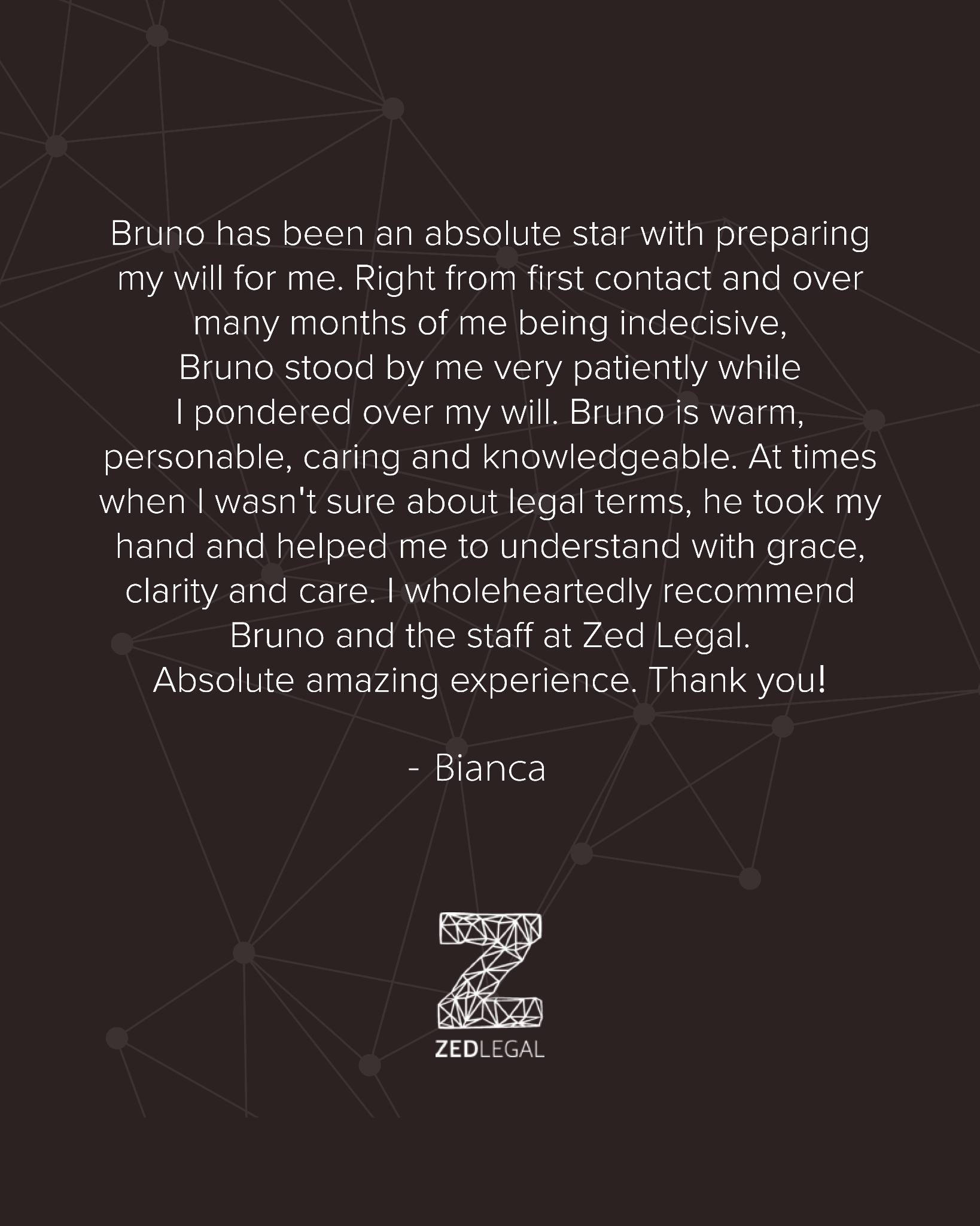 Thank you for your kind words and for trusting Zed Legal with your estate planning.

We are so pleased to hear you felt supported, informed, and comfortable throughout the process.

.
.
.

#ZedLegal #LegalService #ClientReview #WillsAndEstates #AustralianLaw #AdelaideLawyer #LawSimplified