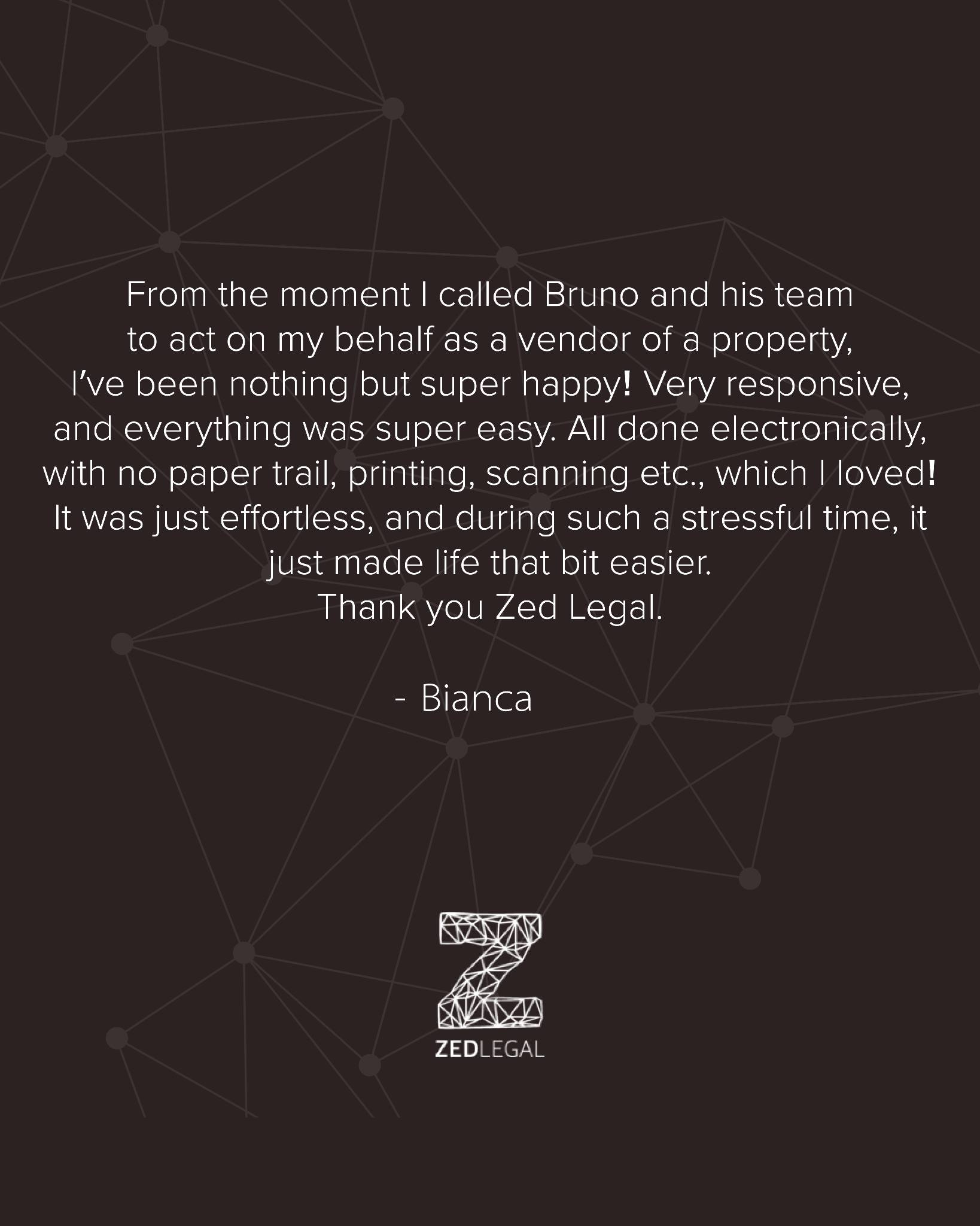 Thank you, Bianca, for your kind words and for trusting Zed Legal with your property matter. We are so pleased to hear the process was smooth and effortless, especially during a stressful time.

Providing clear communication and a seamless experience is always our priority.

.
.
.

#ZedLegal #LegalService #ClientReview #Conveyancing #PropertyLaw #AustralianLaw #AdelaideLawyer #LawSimplified