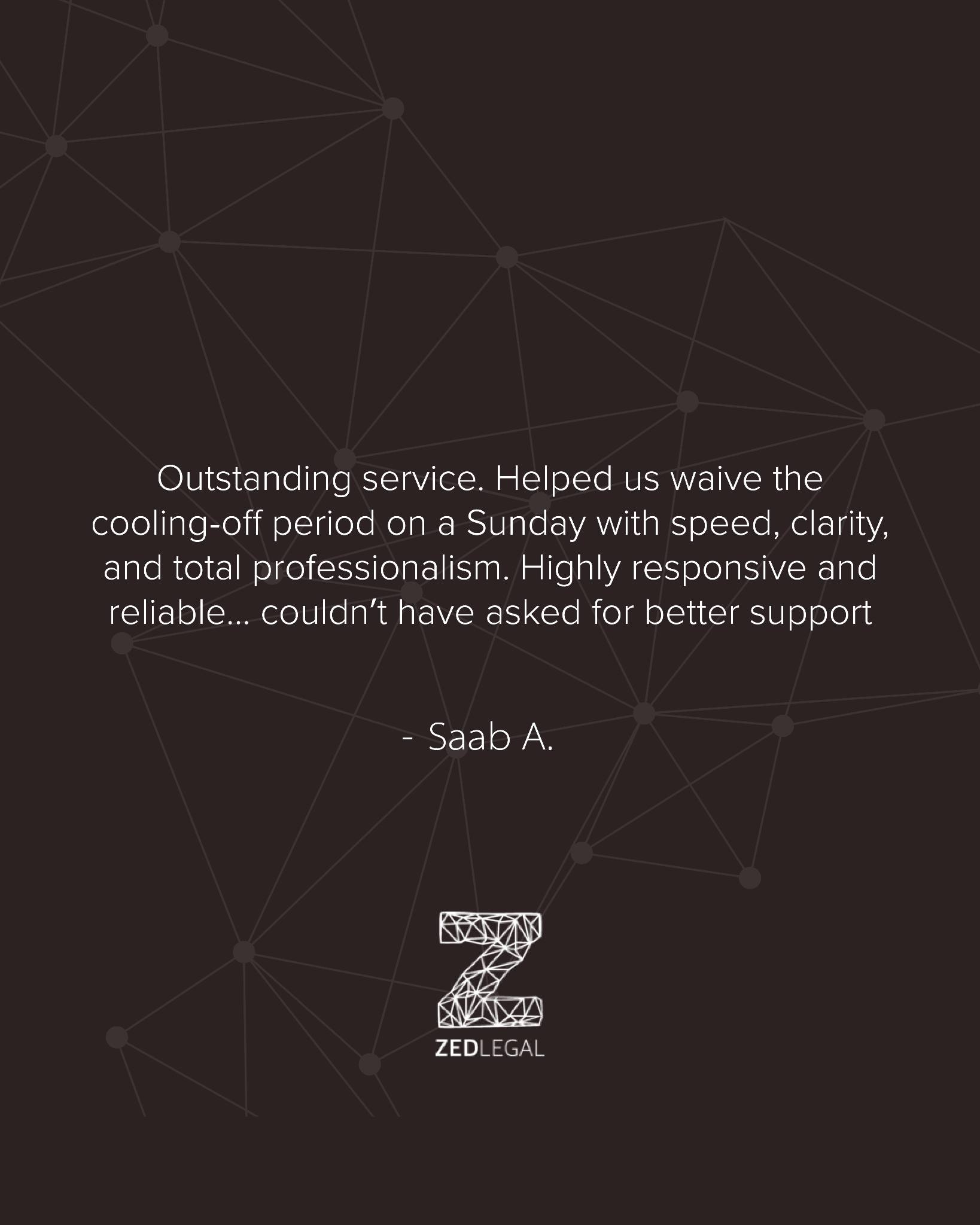 Thank you, Saab, for your kind feedback and for trusting Zed Legal with your matter. We are pleased we could provide timely support and clear guidance when it mattered most.

.
.
.

#ZedLegal #LegalService #ClientReview #PropertyLaw #AustralianLaw #AdelaideLawyer #LawSimplified